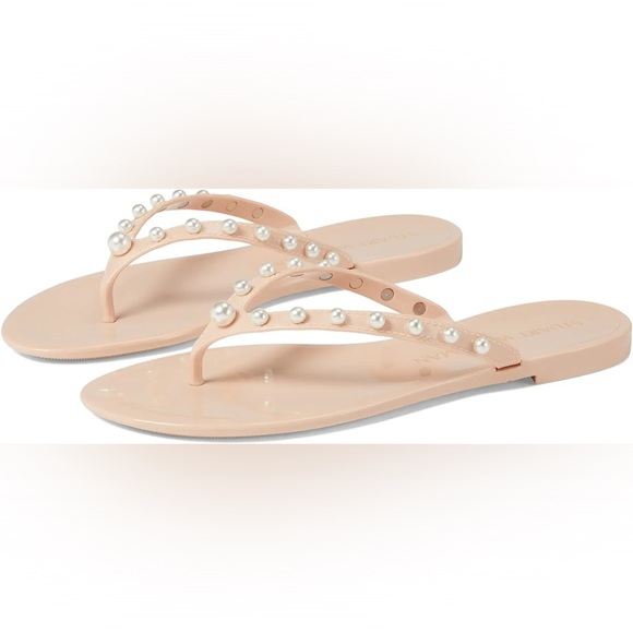 Stuart WeitzmanGoldie Pearly Jelly Flip Flops Sz 6 - Picture 1 of 6